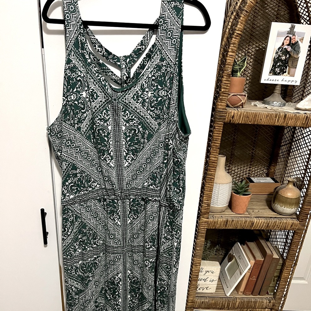 Boho green and white maxi dress 3x